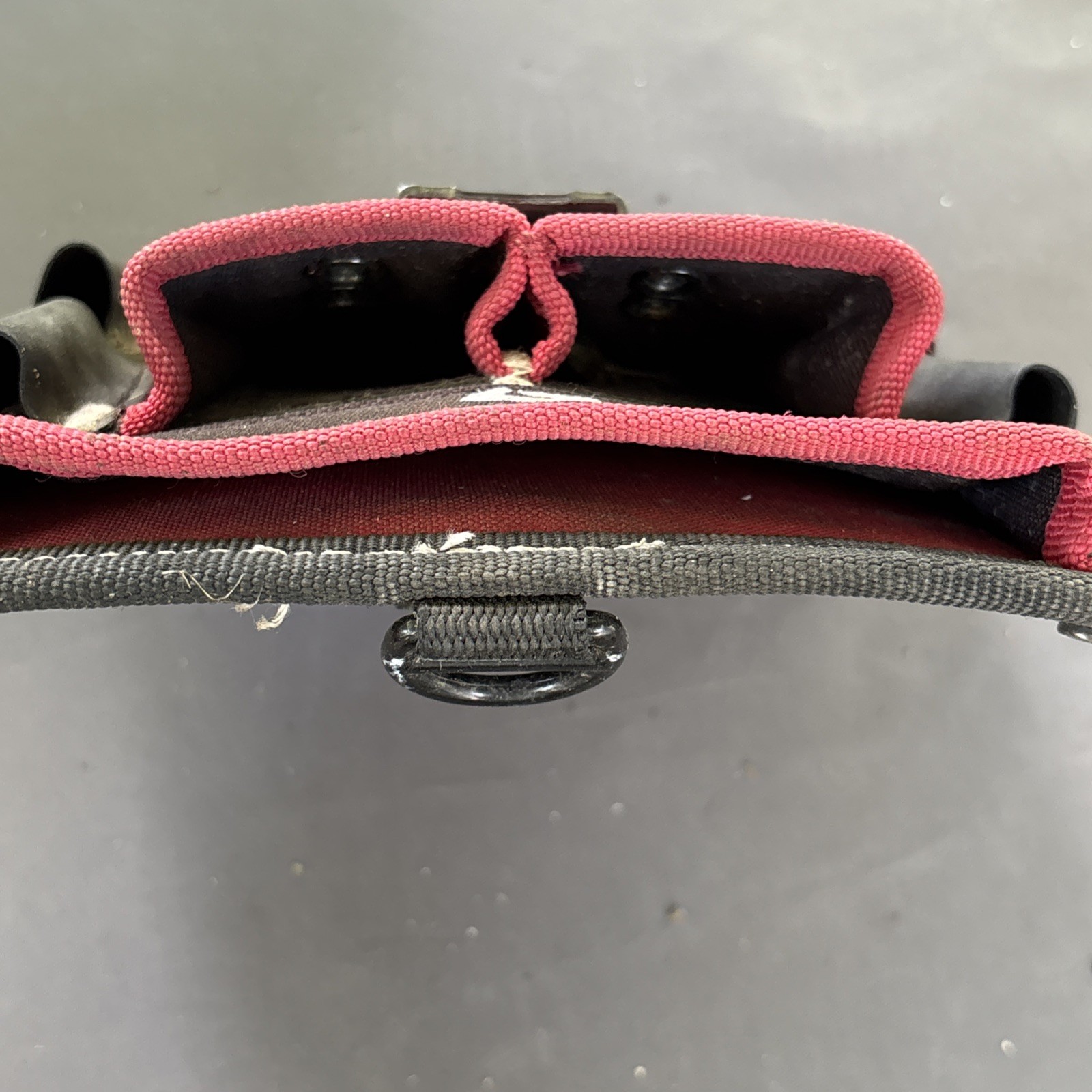 Husky 7 in. 3-Pocket Clip On Tool Belt Pouch Black/Red Fabric Multiple Pockets