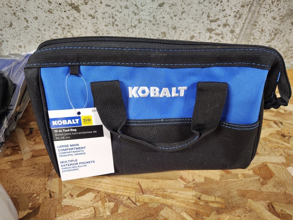 12″ Kobalt Black/blue Polyester 12-in W x 7-in D x 9-in L Tool bag – tool bag