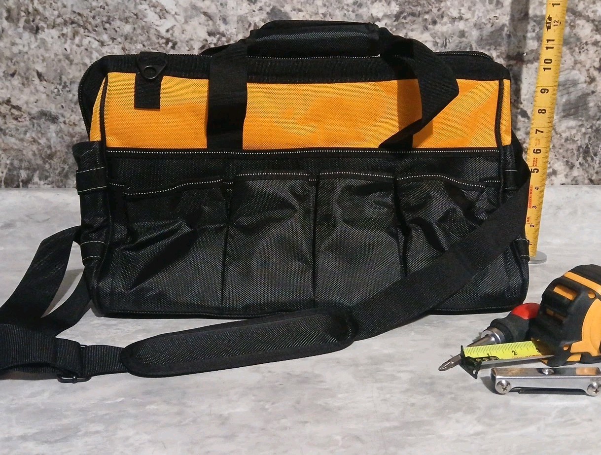 18″ Wide Mouth Tool Bag Toolbox, Includes 25′ Tape Measure, New