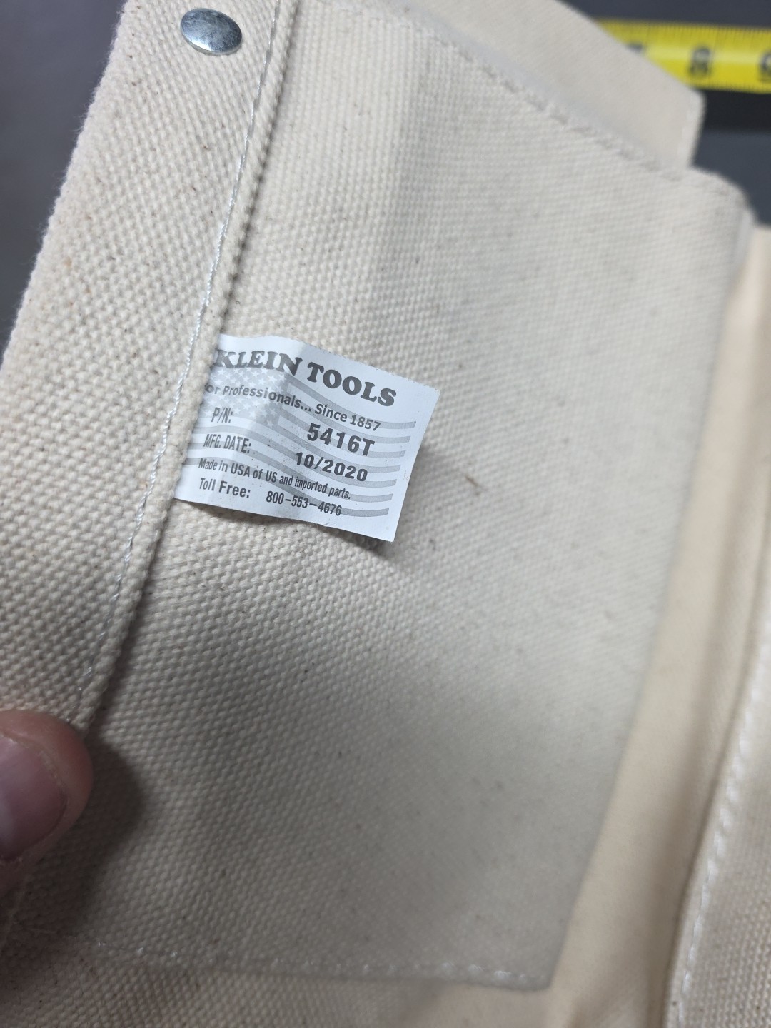 KLEIN TOOLS*5416T*TOOL/BOLT BAG*NEW*BEIGE*TUNNEL LOOP*#4 CANVAS*