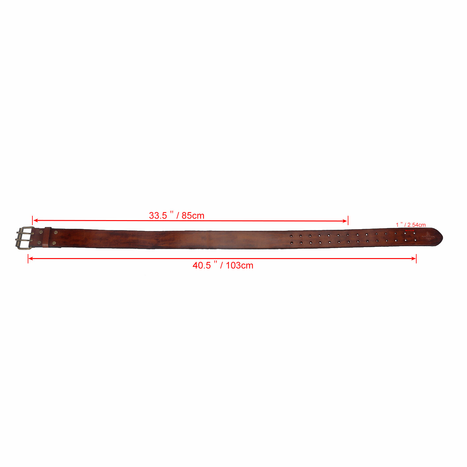 TOURBON Leather Tool Carrying Work Belt 2in Wide Rig Belt Double Roller Buckle