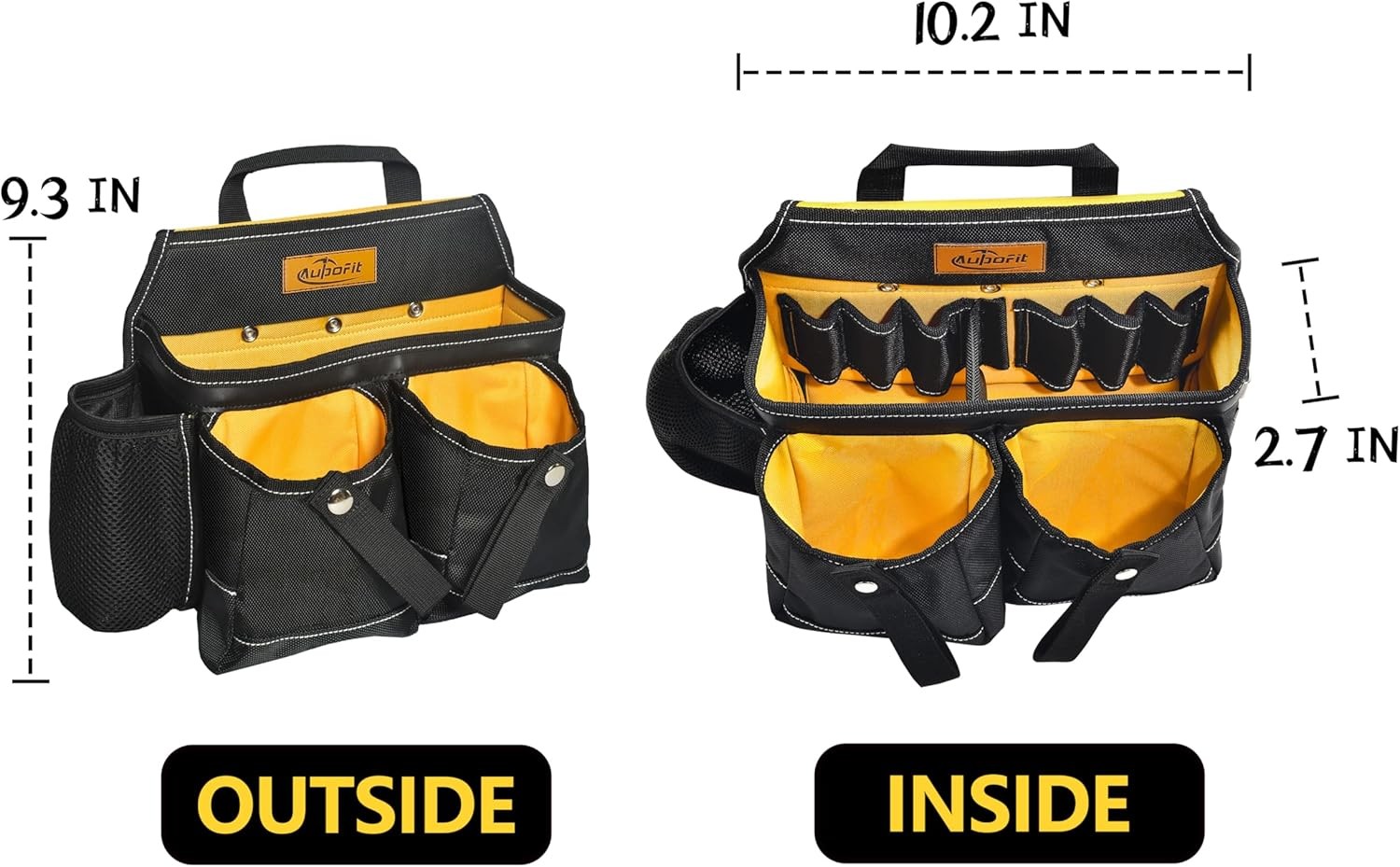 7Pc Tool Belt w/ Suspenders Heavy Duty 32 Pocket Construction Rig Black Yellow