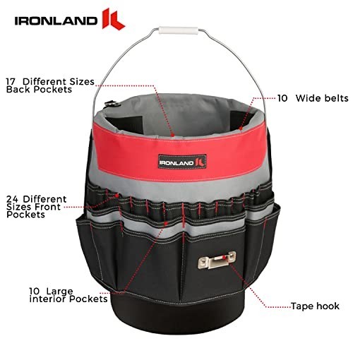 Bucket Tool Organizer with 51 Pockets for 3.5-5 Gallon Buckets – Ideal for Garde