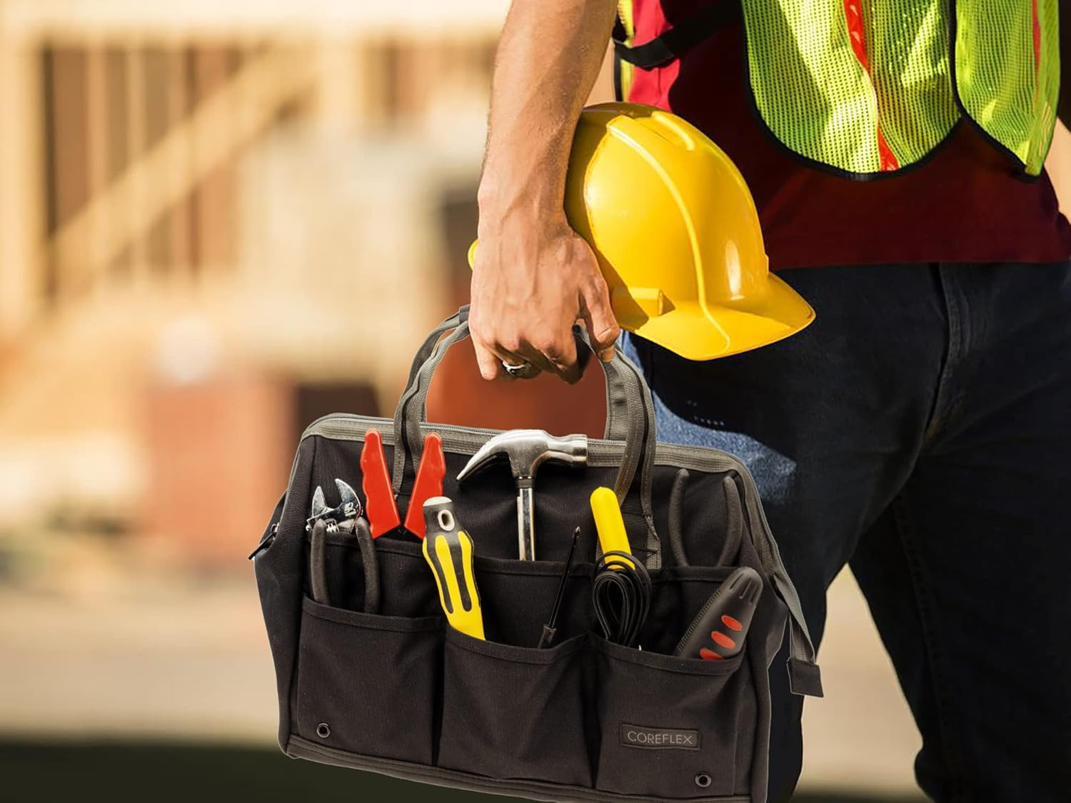 14 Inch Wide-Mouth Tool Bag, Gear Bag, Multiple Purpose – for Plumbers, Electric
