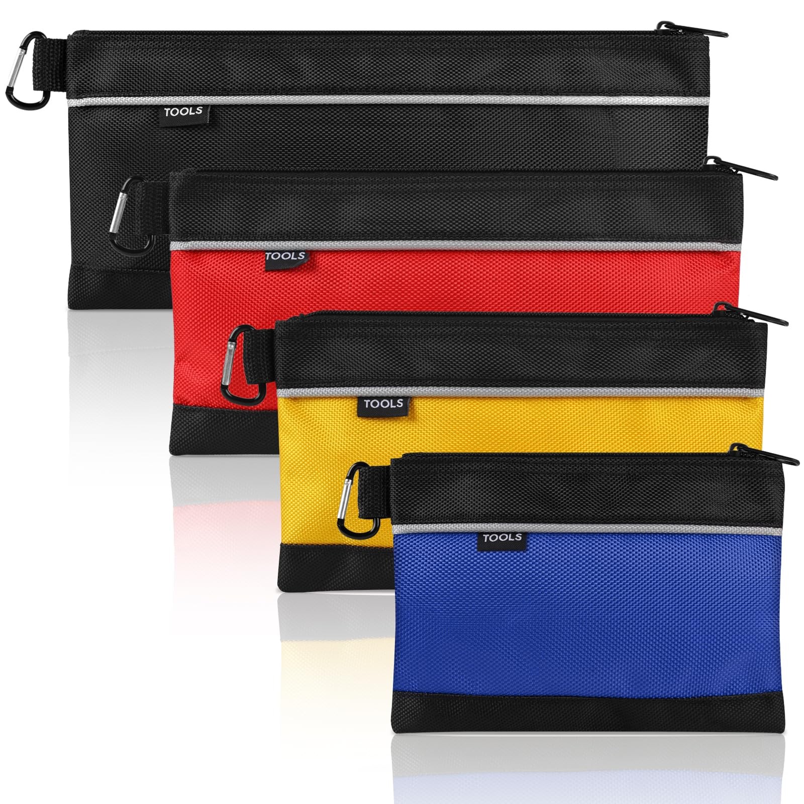 COIDEA 4 Pack Tool Pouch, Small Bag with Zipper, 1680D Oxford black