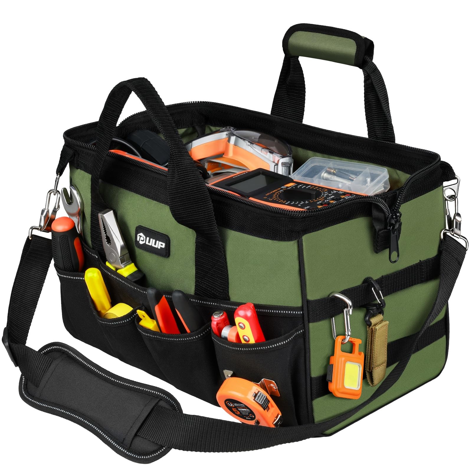 UUP 15-Inch Heavy Duty Tool Bag 16-Pocket Organizer Water-Resistant Storage Gree