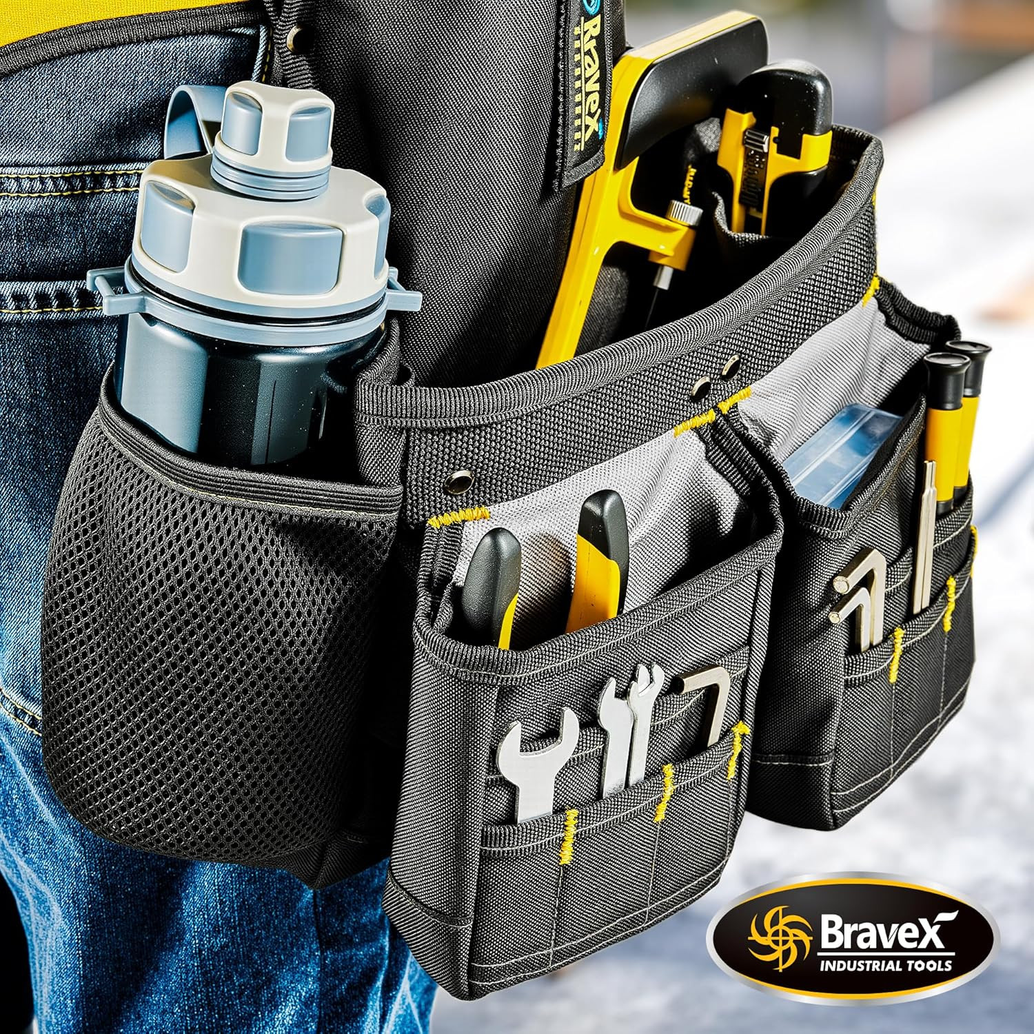 , Professional Tool Belt Organizer with Suspenders and 20 Pockets, 1200D Ballist