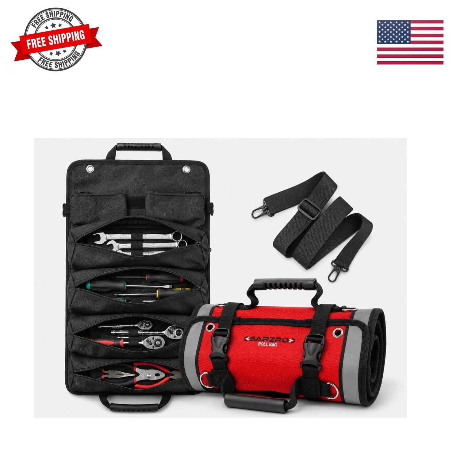 Roll Up Tool Bag Organizer, Folding tool bag, 1680D Polyester Tool Pouch with…