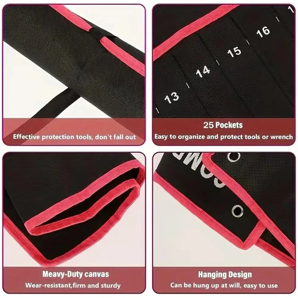 Wrench Roll Organizer 14 Pockets Wrench Pouch Roll up with Water Proof Oxford