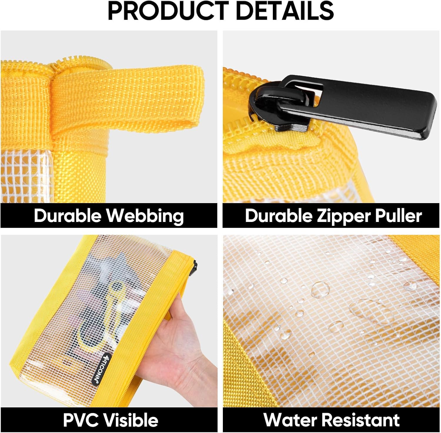 Tool Pouch, 1680D Oxford Small Tool Bag, Tool Pouches with Zipper, Clear Utility