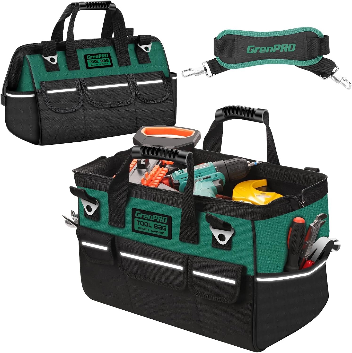 18 Inch Tool Bag with Adjustable Shoulder Strap,Wide Mouth Tool Bags,Heavy Duty
