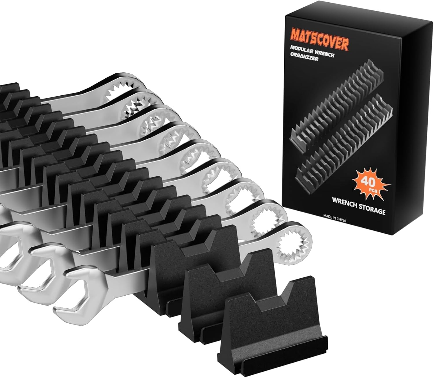 40PCS Modular Wrench Organizer Holder – Tool 40 PCS, Black