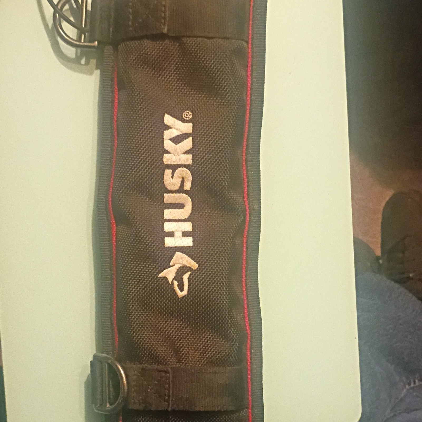 Husky Leather Tool Belt 2.5 in Adjustable Water Resistant Black/Red 37-56″