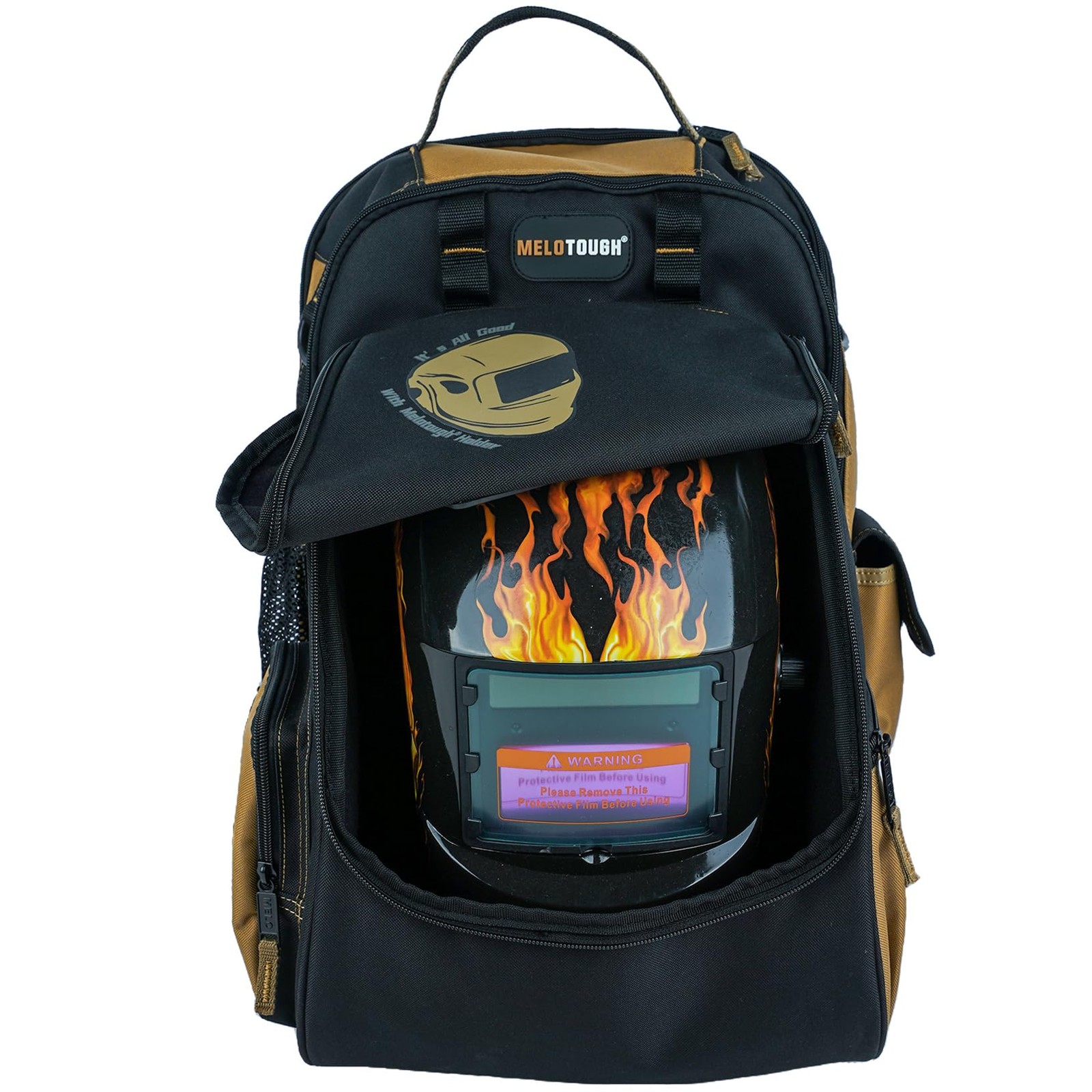 MELOTOUGH Electricians Tool Bag Backpack Welding Helmet Bag Heavy Duty Tool B…