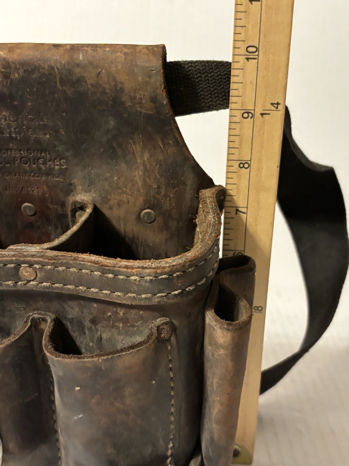 Tool Belt Pouch Leather Americas Choice Professional A521 Only 9 Pocket VTG