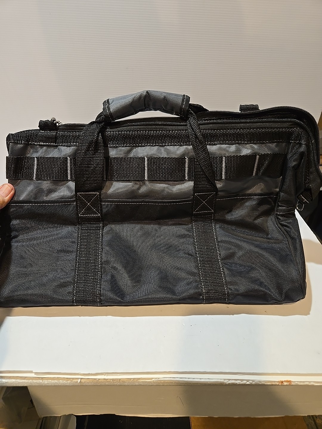 Swiss Military Multi Pocket Tool Satchel Large Black & Gray 16″ Heavy Duty NWT