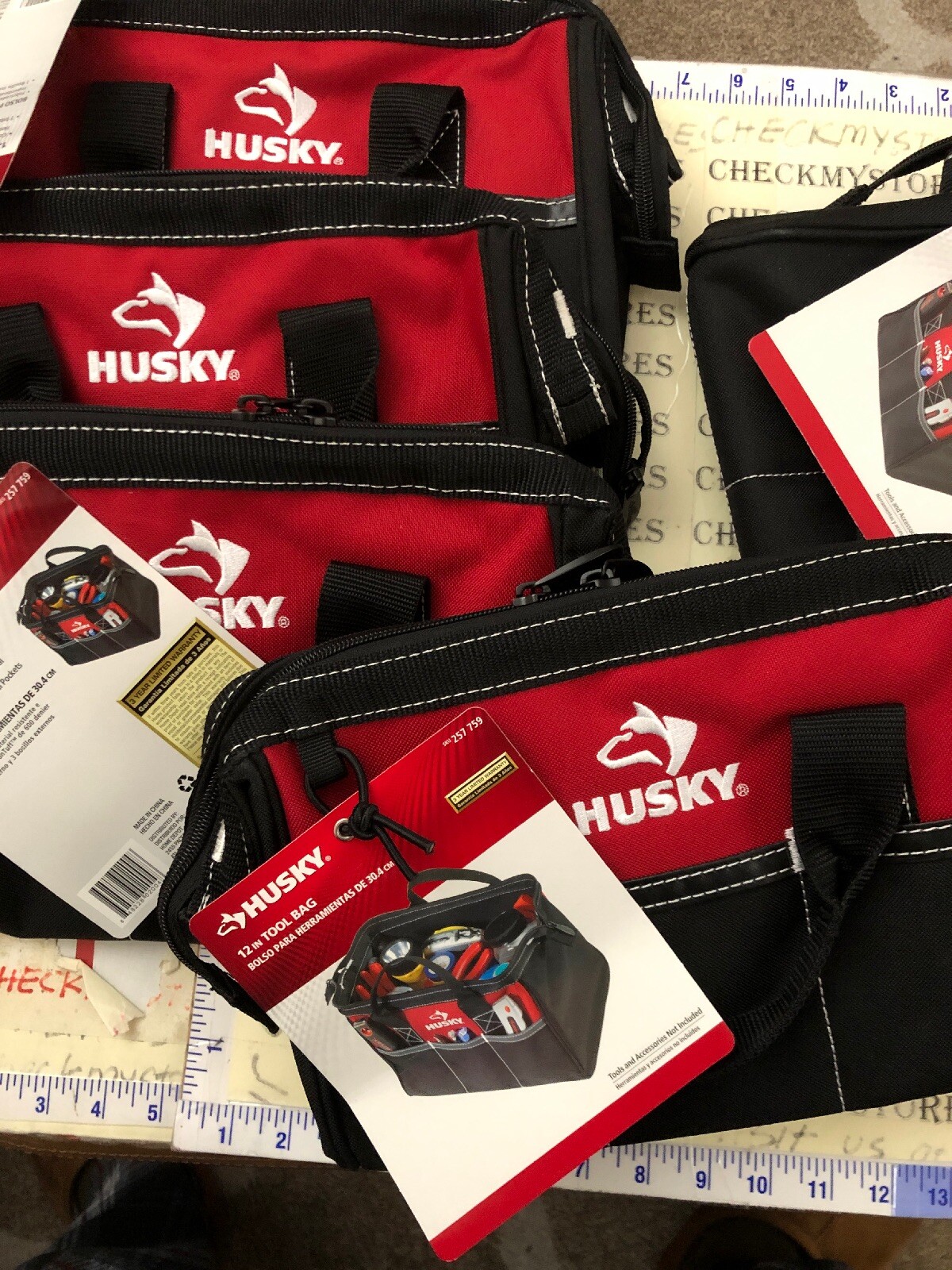 5X HUSKY 12 Inch Tool Bag Contractor’s Multi-Purpose Water-Resistant Tote
