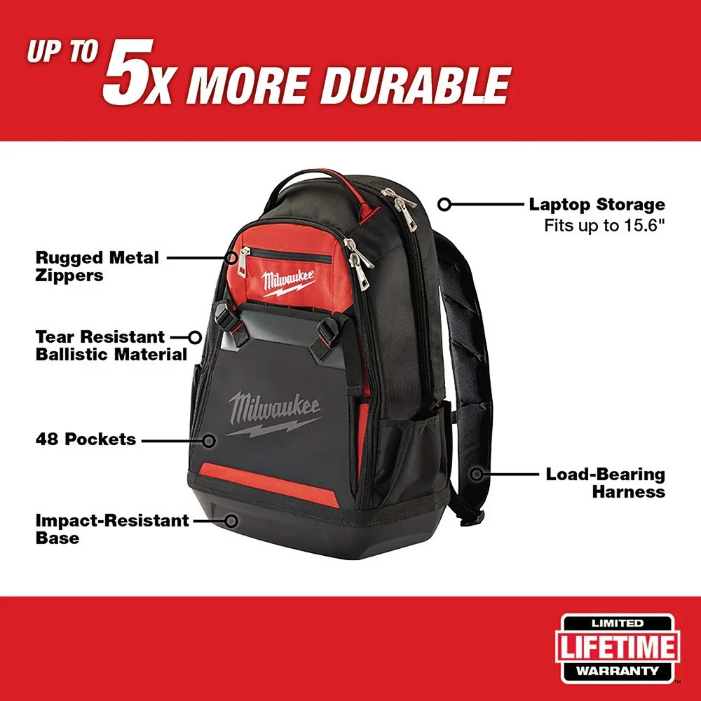 Milwaukee 48-22-8200 Jobsite Backpack 35 pockets for Tools Laptop sleeve