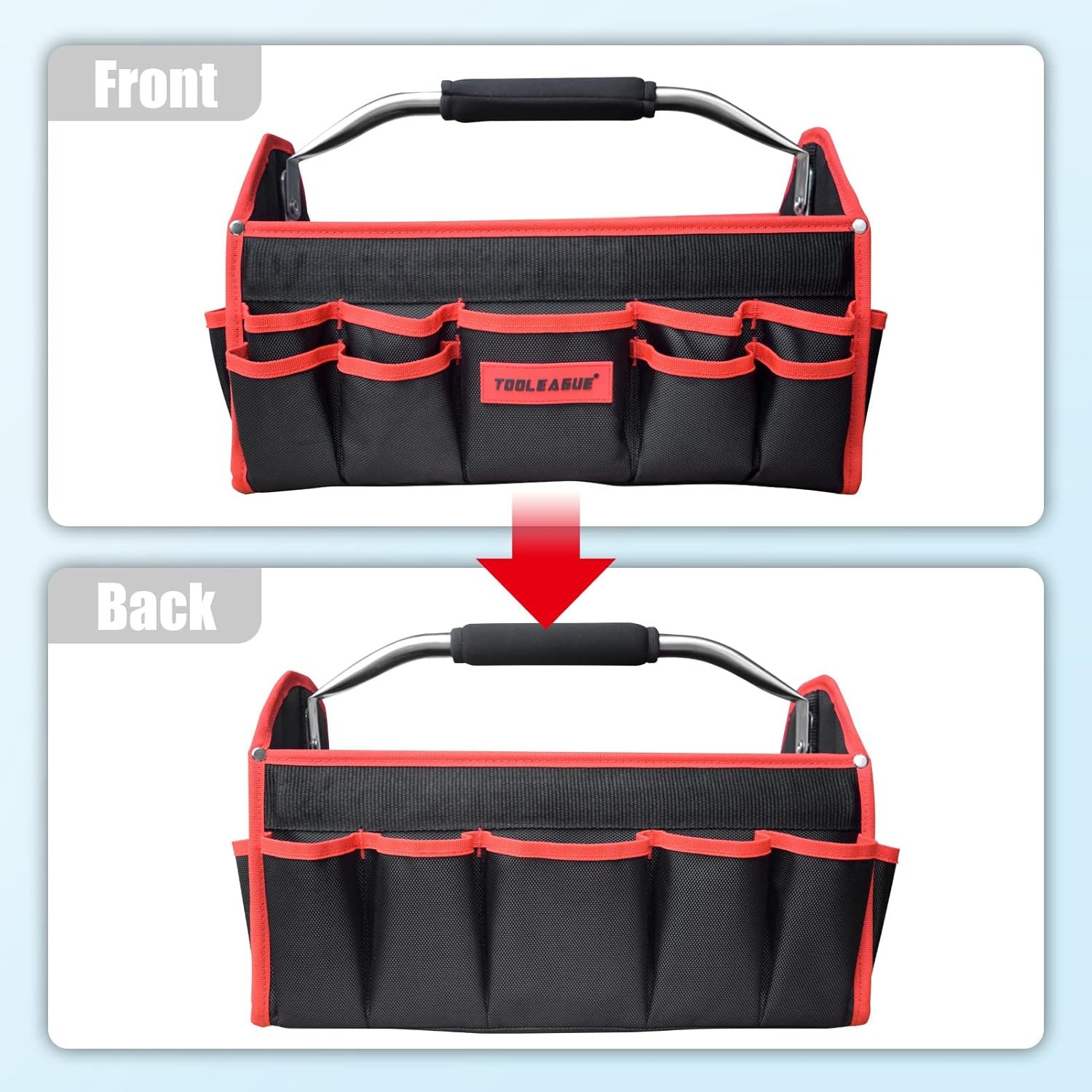 19 Inches Heavy Duty Tool Bag 25 Pockets,1680D Fabric Tool Bags