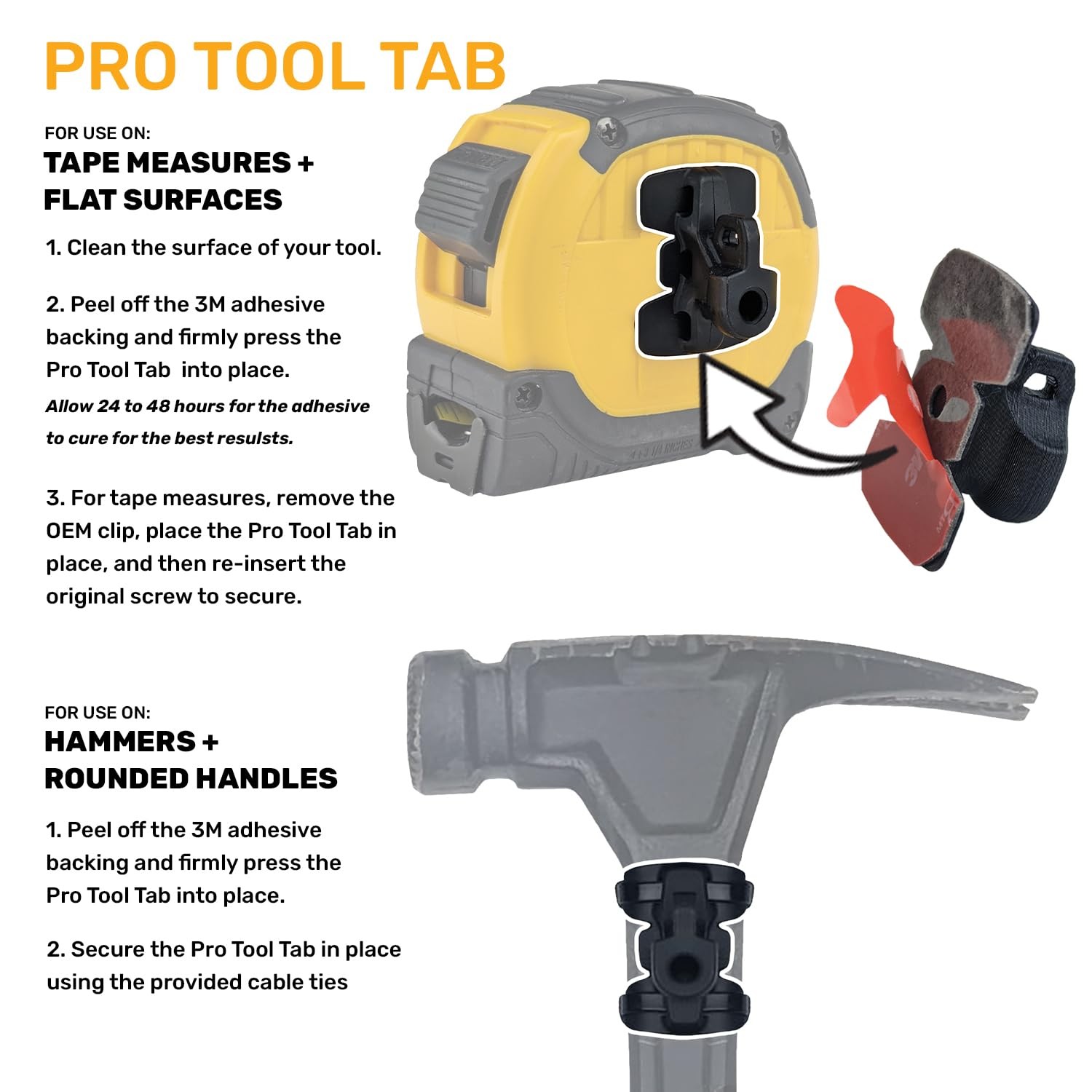 3 PCS Pro Tool Tabs Attach To Flat Curved Surface Carry From Tool Holster