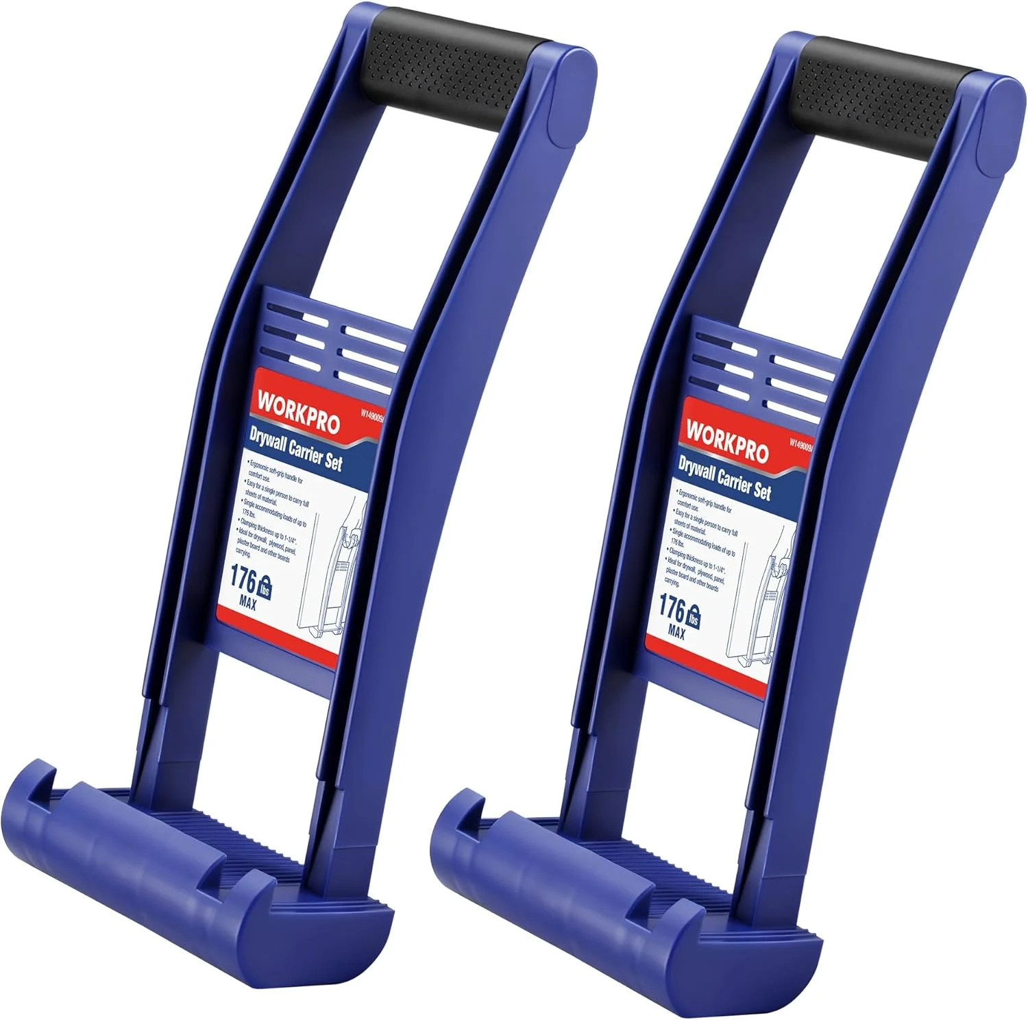 WORKPRO Drywall Carrier, 2 Pack Plywood Carrier Tool with 176 lbs Load Capacity,
