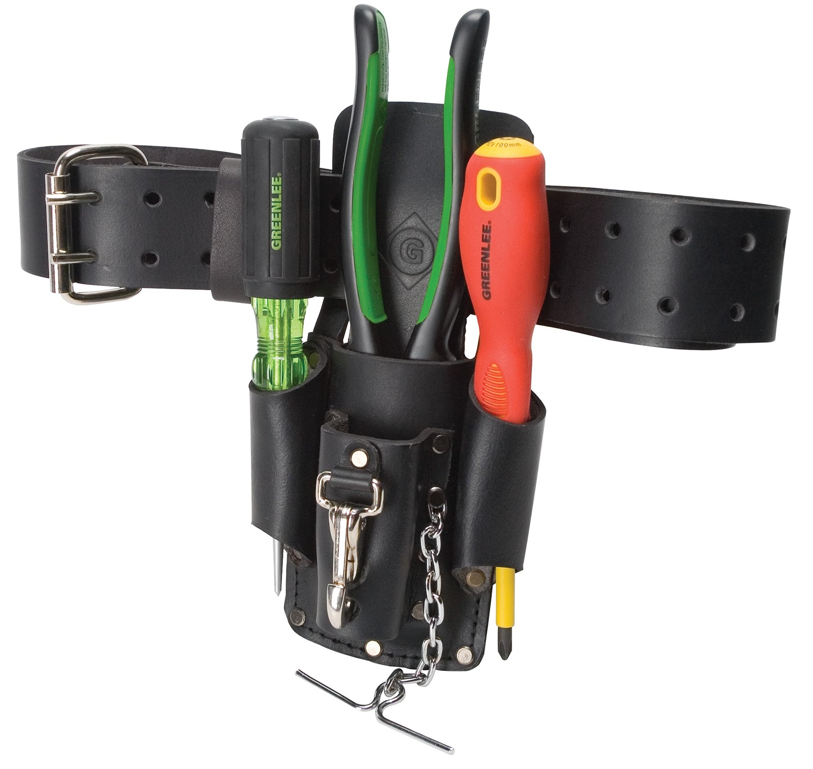 Greenlee Leather 4-Pocket Tool Pouch | Black – Durable Top Grain Leather