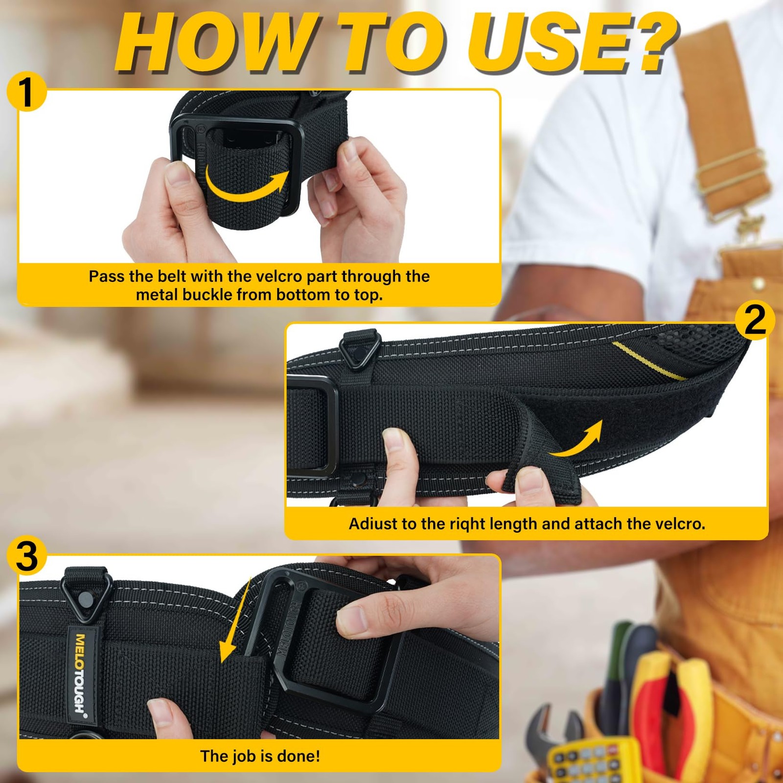 Padded Tool Belt Electrician Men Quick Release Adjustable Waist 3043 Inch
