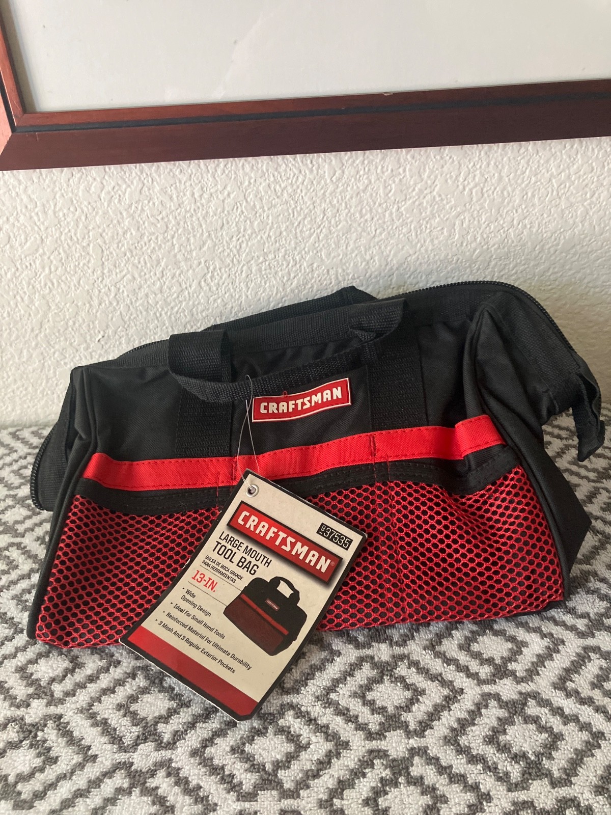 Craftsman 13″ Large Mouth Tool Bag – Black/Red