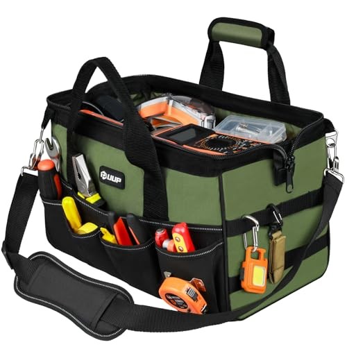 UUP 15-Inch Heavy Duty Tool Bag 16-Pocket Organizer Water-Resistant Storage Gree