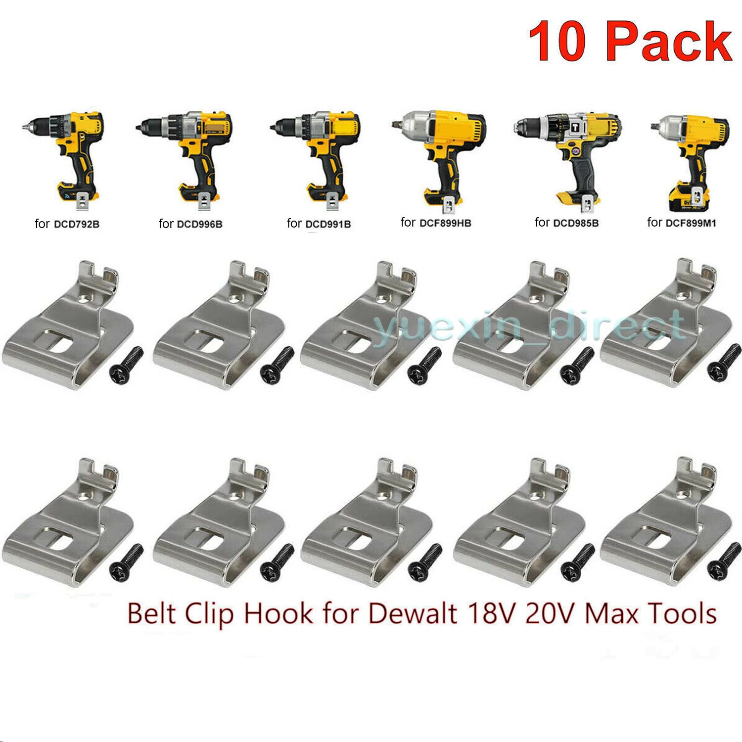10 Pack Belt Clip Hooks For Dewalt 20V Drill Driver DCD980 DCD985 DCD980L2 Tools