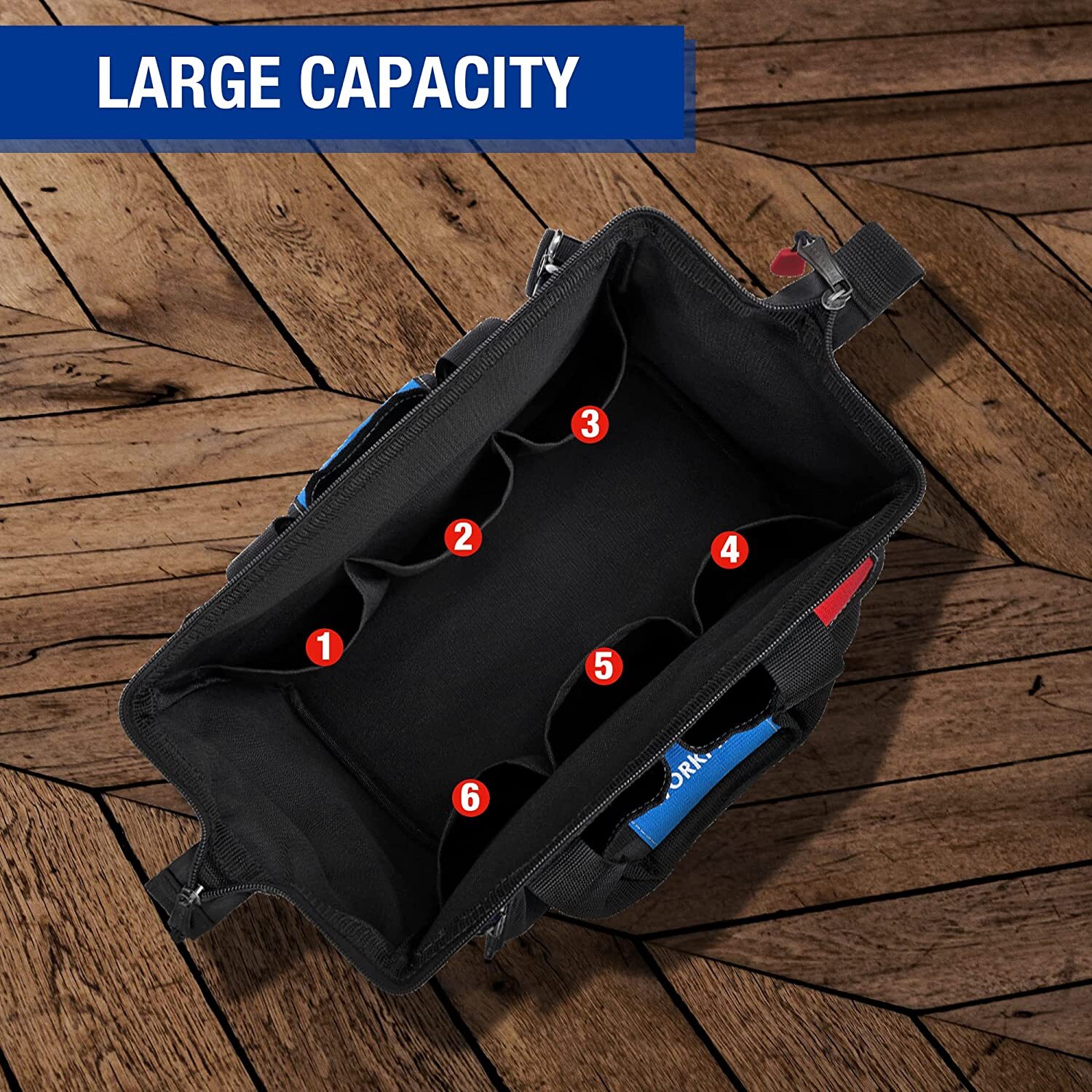 WORKPRO 14″ Tool Bag Multi-pocket Tool Organizer with Adjustable Shoulder Strap