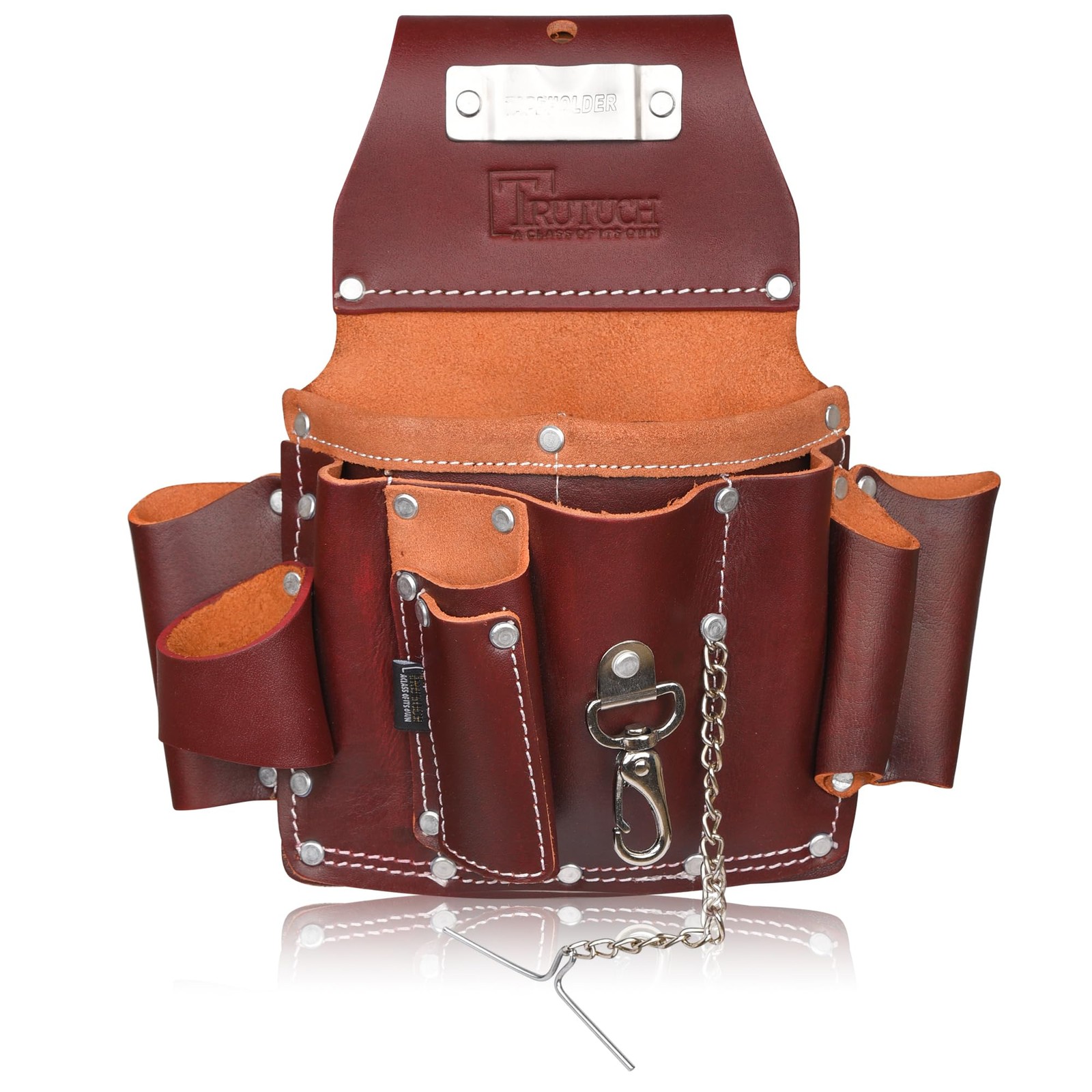 TRUTUCH Maroon Grain Leather Electrician’s Tool Pouch | Carpenter Electric Tool
