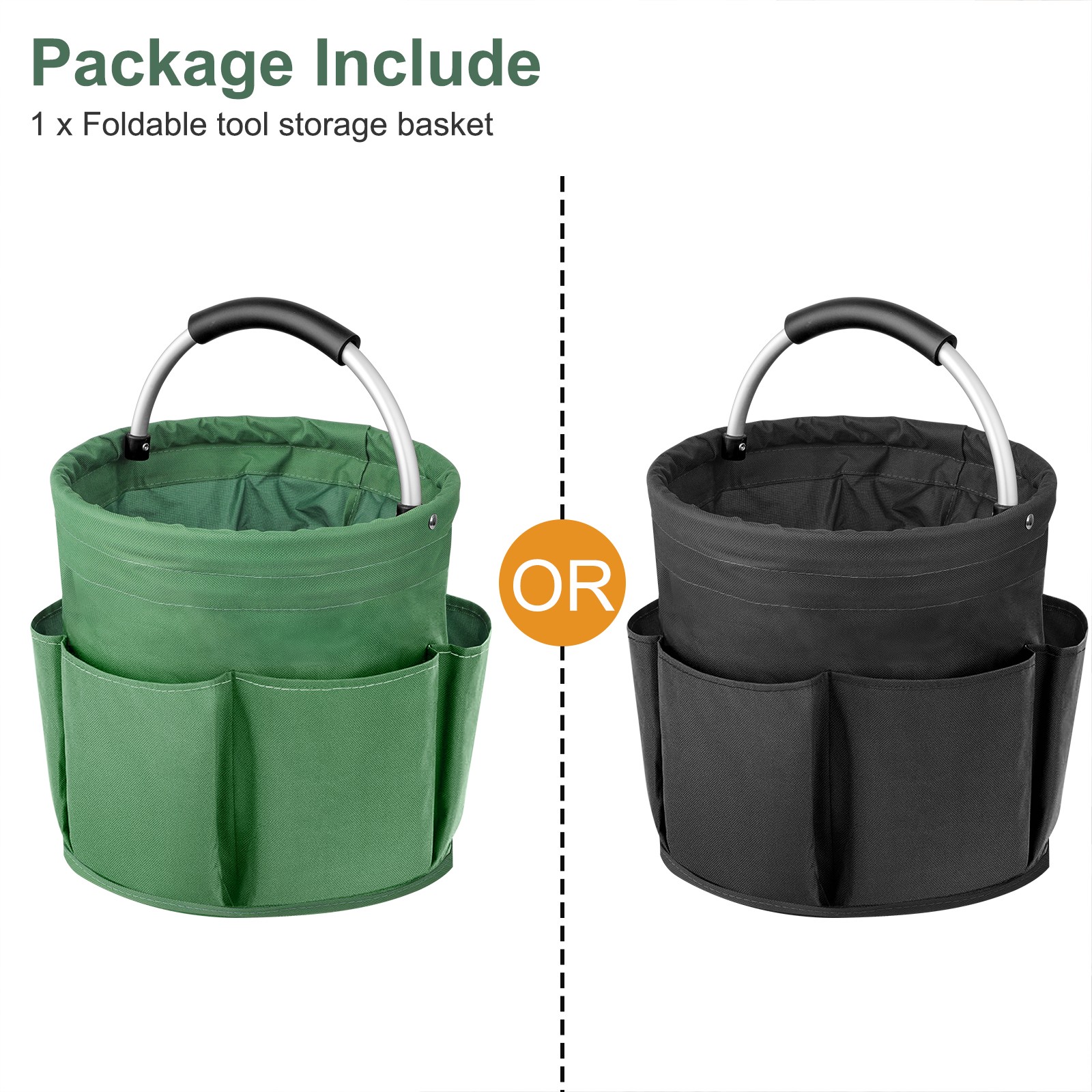 17L Multi-Compartment Portable Storage Bucket Folding Garden Tool Organizer Bag