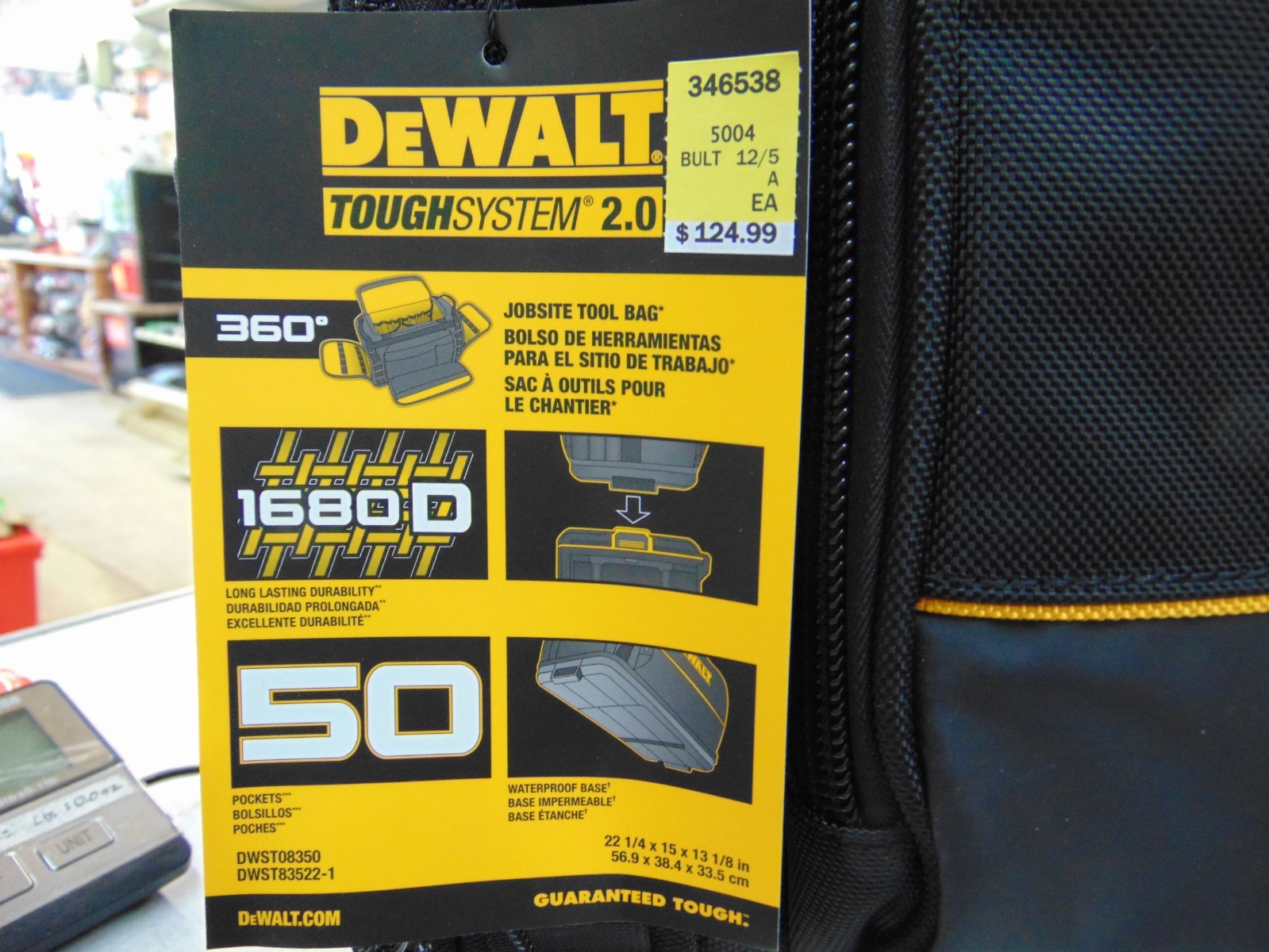 DeWALT TOUGHSYSTEM 2.0 Durable 1680D Jobsite Tool Bag w/50 Pockets (DWST08350)