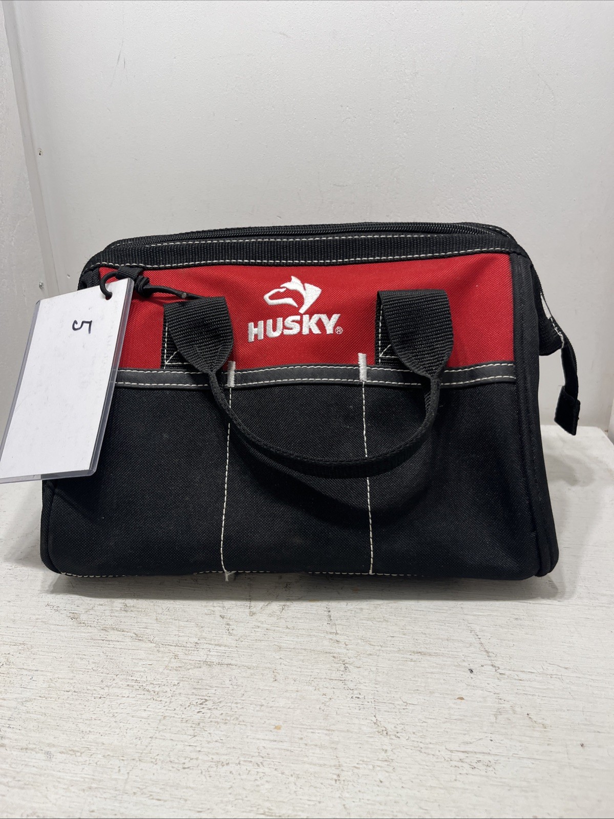 Husky Tool Bag 12 in. 4 Pocket Zipper Top Garage Mechanic Red Black