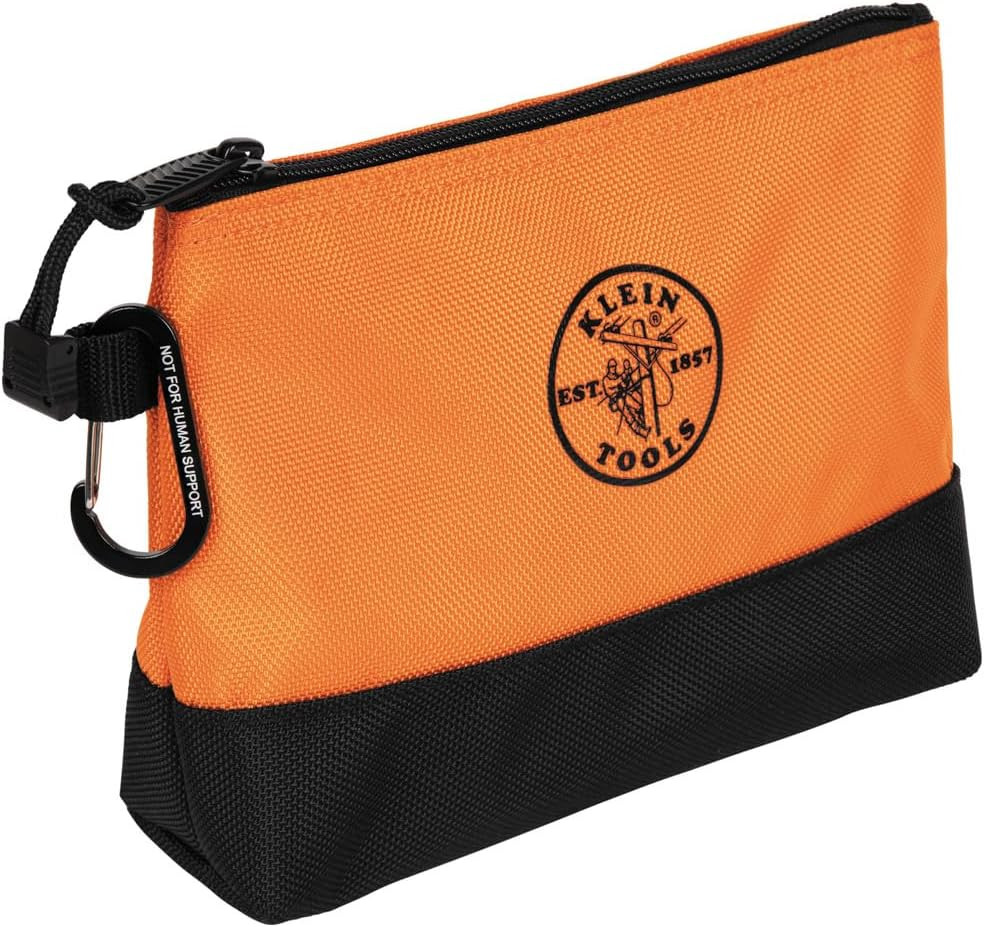 Klein Tools 55569 Stand-Up Zipper Bag Tool Pouch with Carabiners, Reinforced Gus