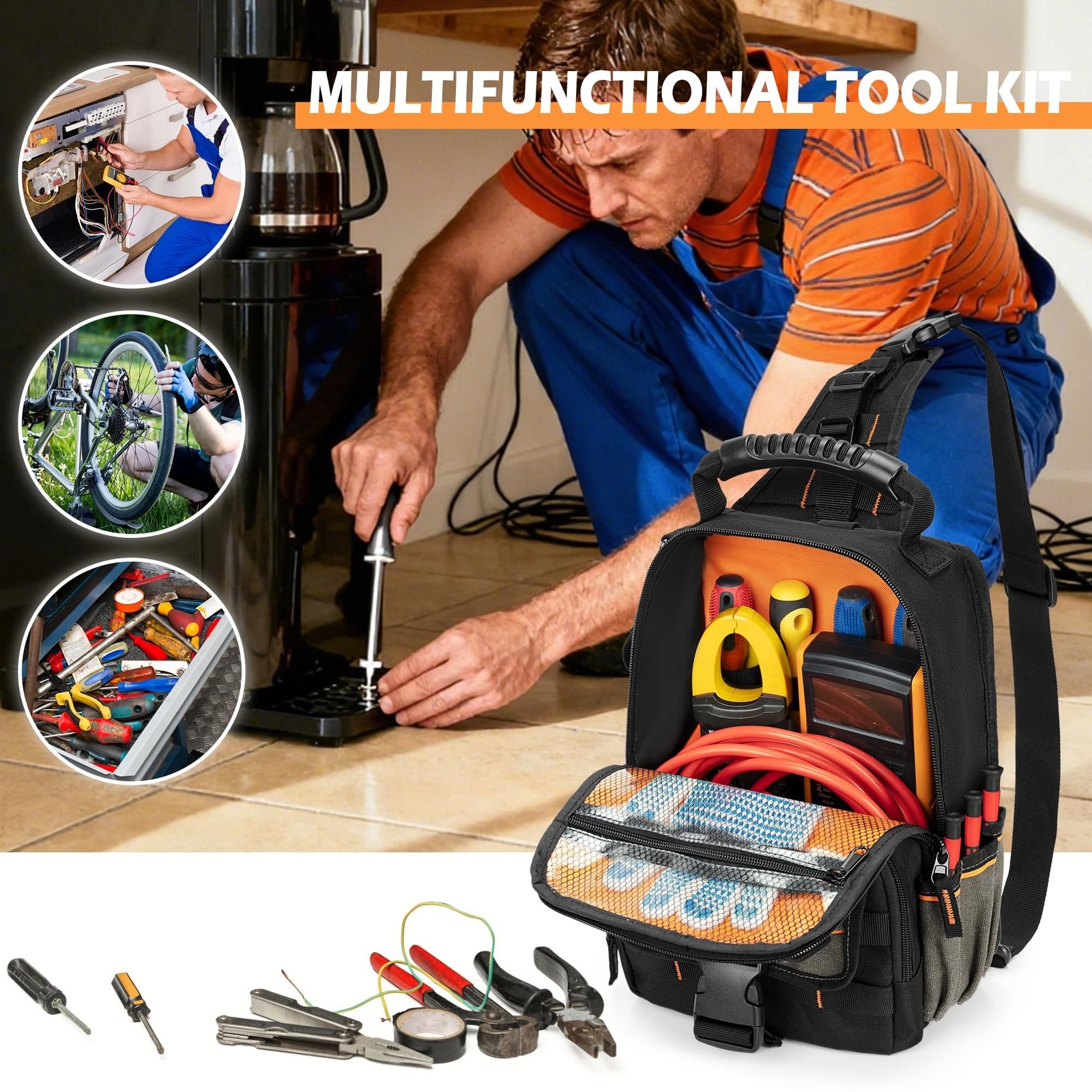 Trahzia Electrician Tool Pouch Bag, Zippered HVAC Tool Organizer CATH01101