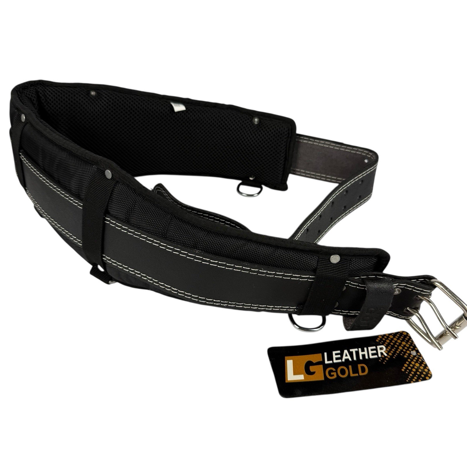 Leather Gold Padded Tool Belt 2115L with Adjustable 5″ Back Support Large wit..