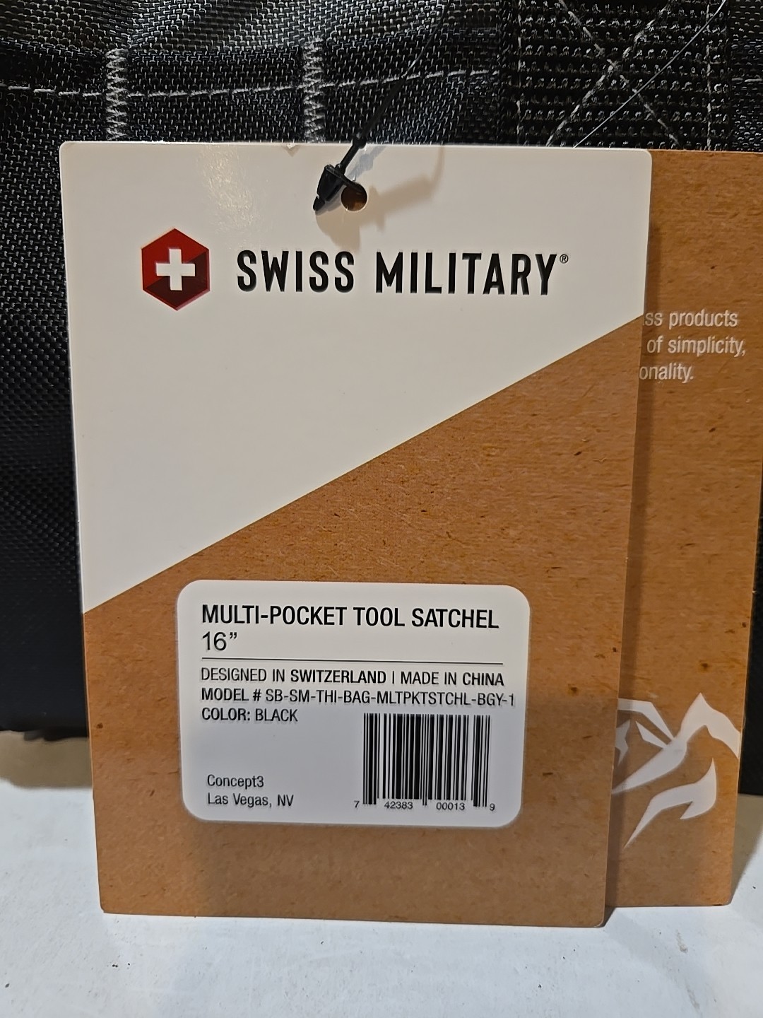Swiss Military Multi Pocket Tool Satchel Large Black & Gray 16″ Heavy Duty NWT