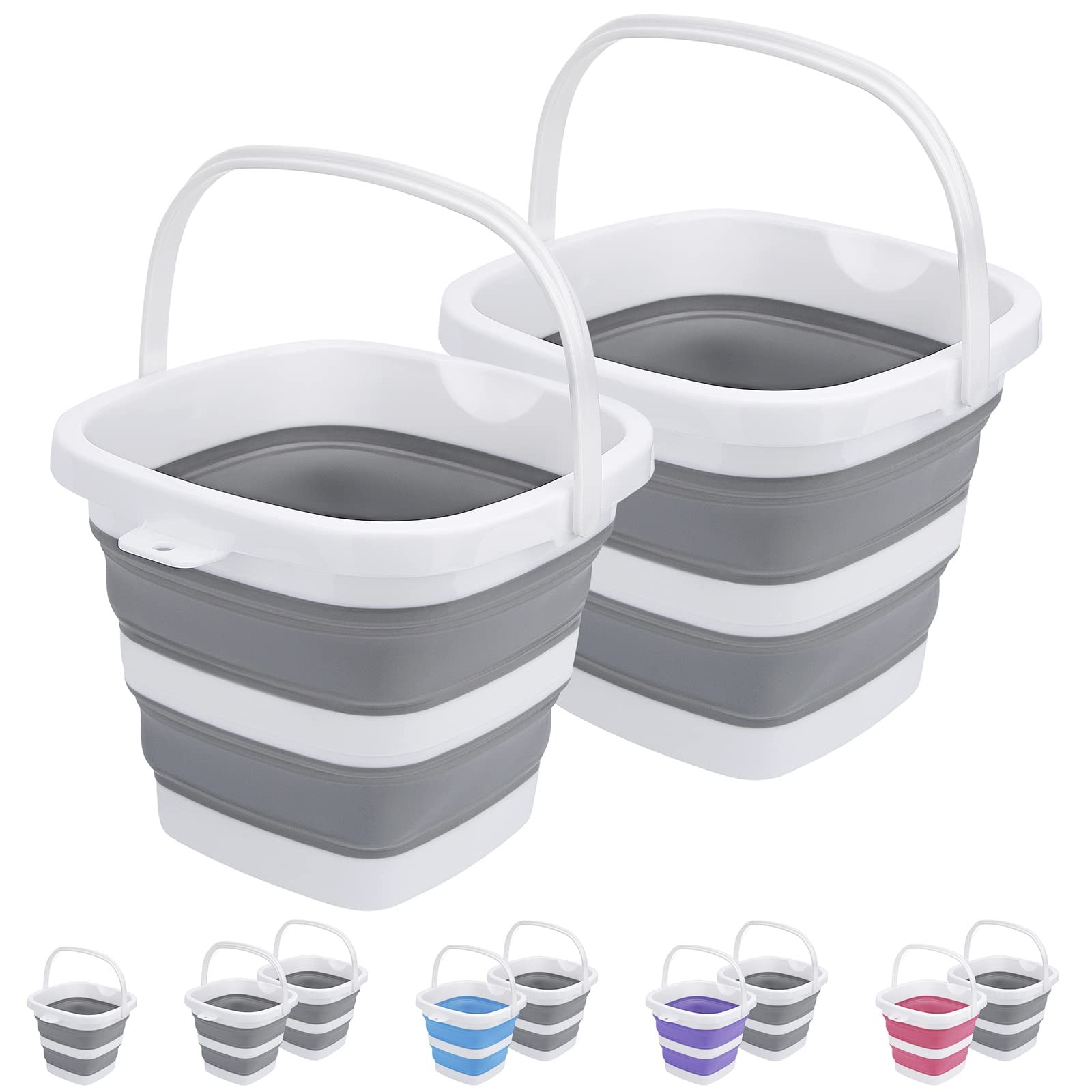 2 Pack Collapsible Buckets 5L 1.3Gallon Small Cleaning Bucket for Household P…