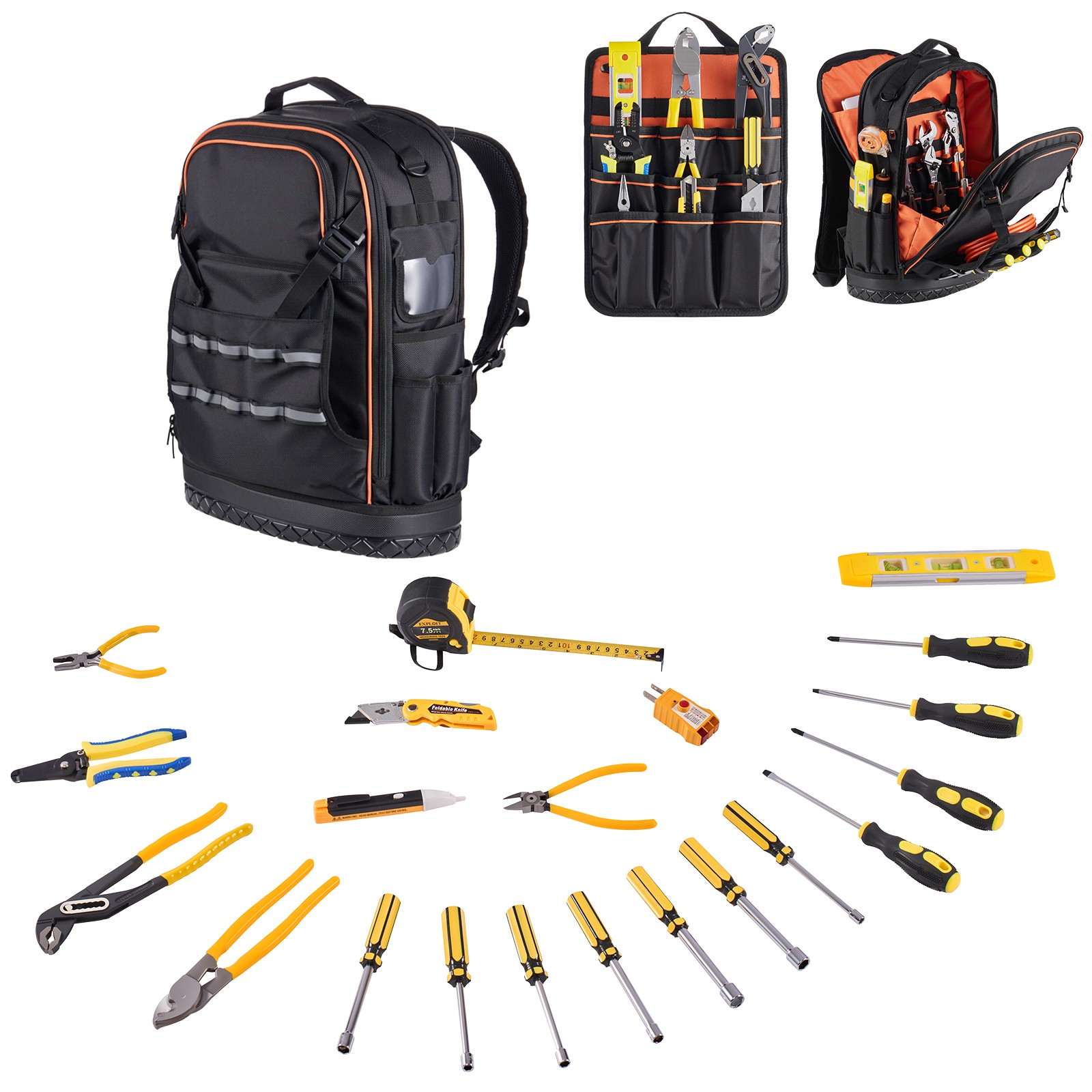 Uimoso Durable Tool Backpack with 65 Pockets for Jobsite Use