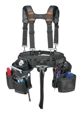Black 18 Pocket Polyester Carpenter Suspension Tool Rig Padded Belt & Suspenders