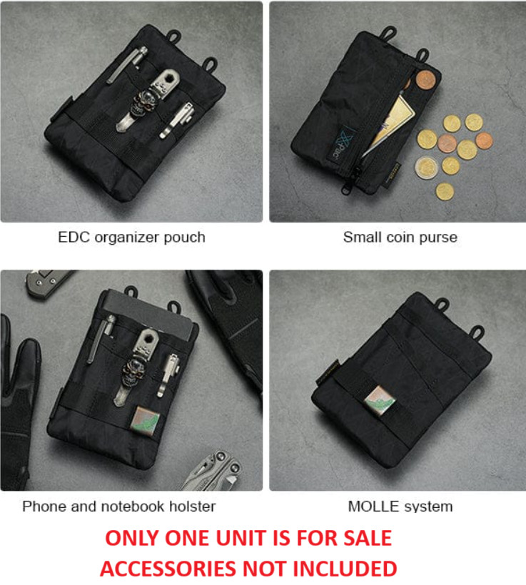 Viperade VE1 Organizer Pouch Black EDC Pockets MOLLE Strap 500D Oxford Fabric