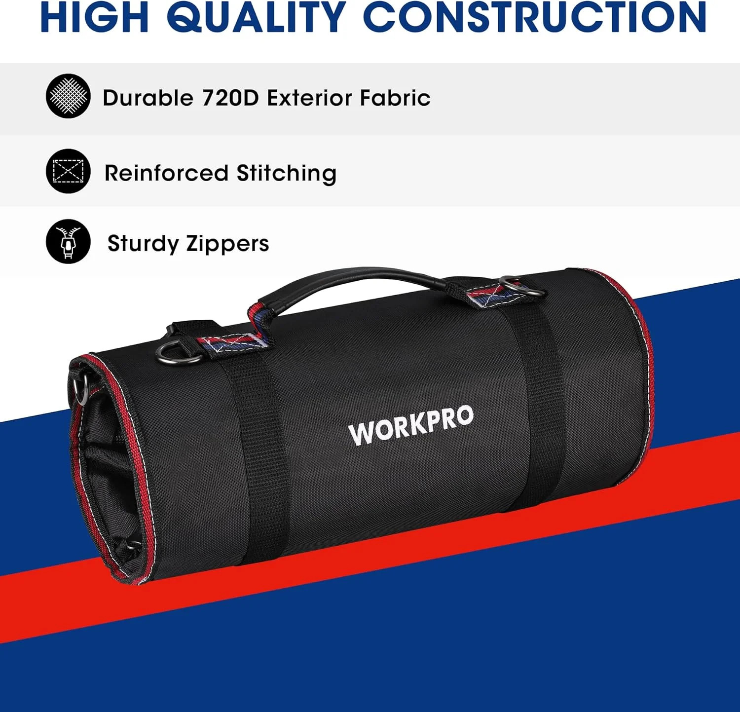 WORKPRO Roll Up Tool Bag, Tool Roll Up Bag with Detachable Tool Pouches, Heavy D