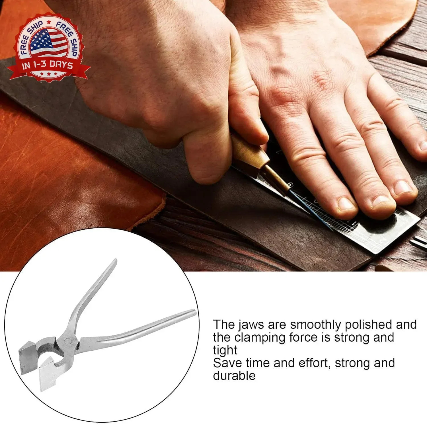 Flat Nose Duck Bill Pliers, Leather Flattening Clamp Tool for Backpack Bag DIY C