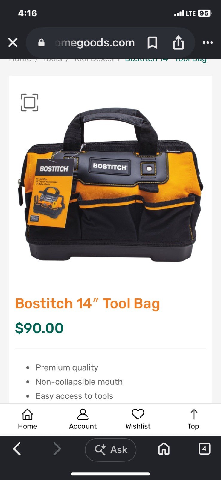 Premium Bostitch 14″ Tool Bag BTST514150 Waterproof Extreme Duty