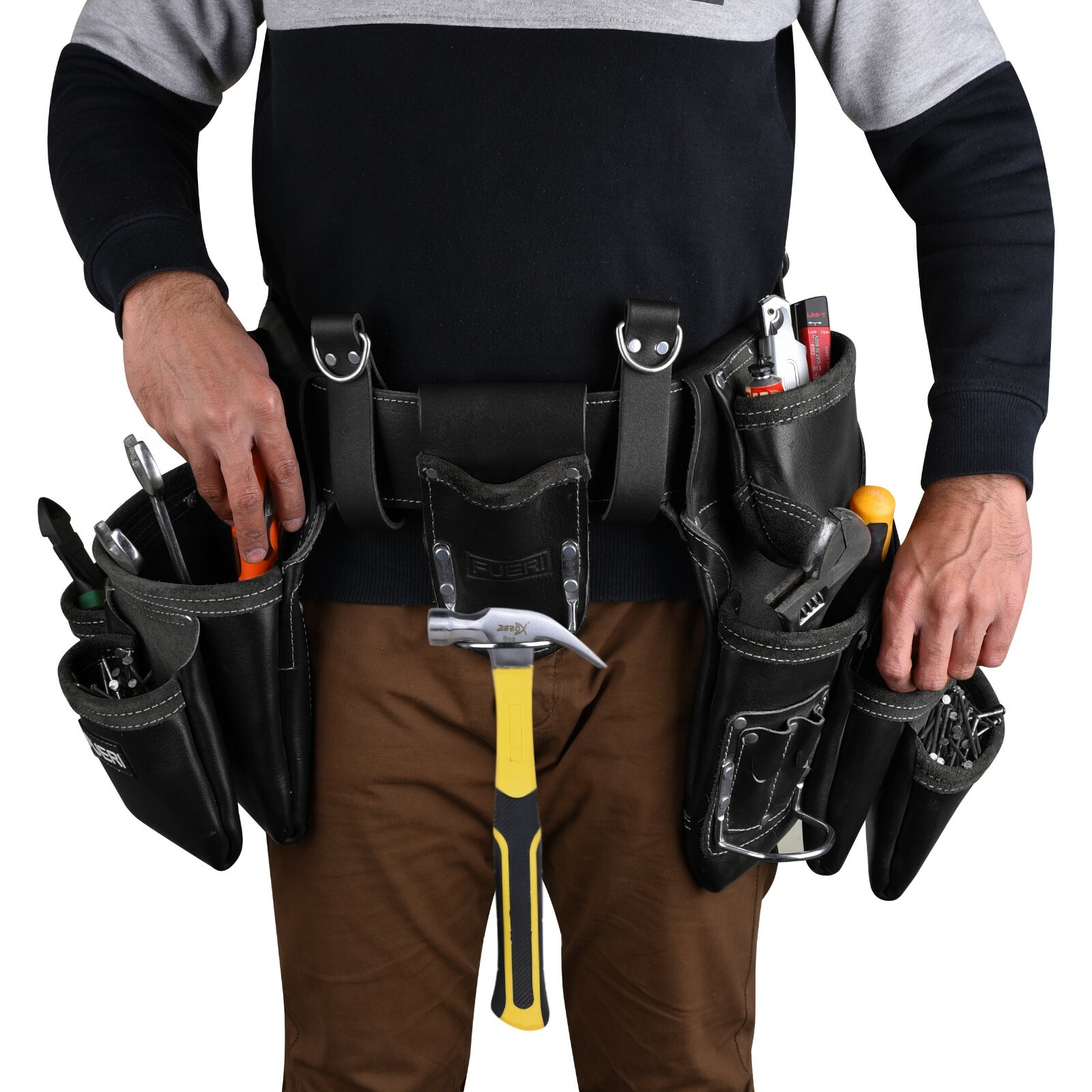 Leather Tool Belt Carpenter Electrician Tool Pouch Rig Framer Construction Bag