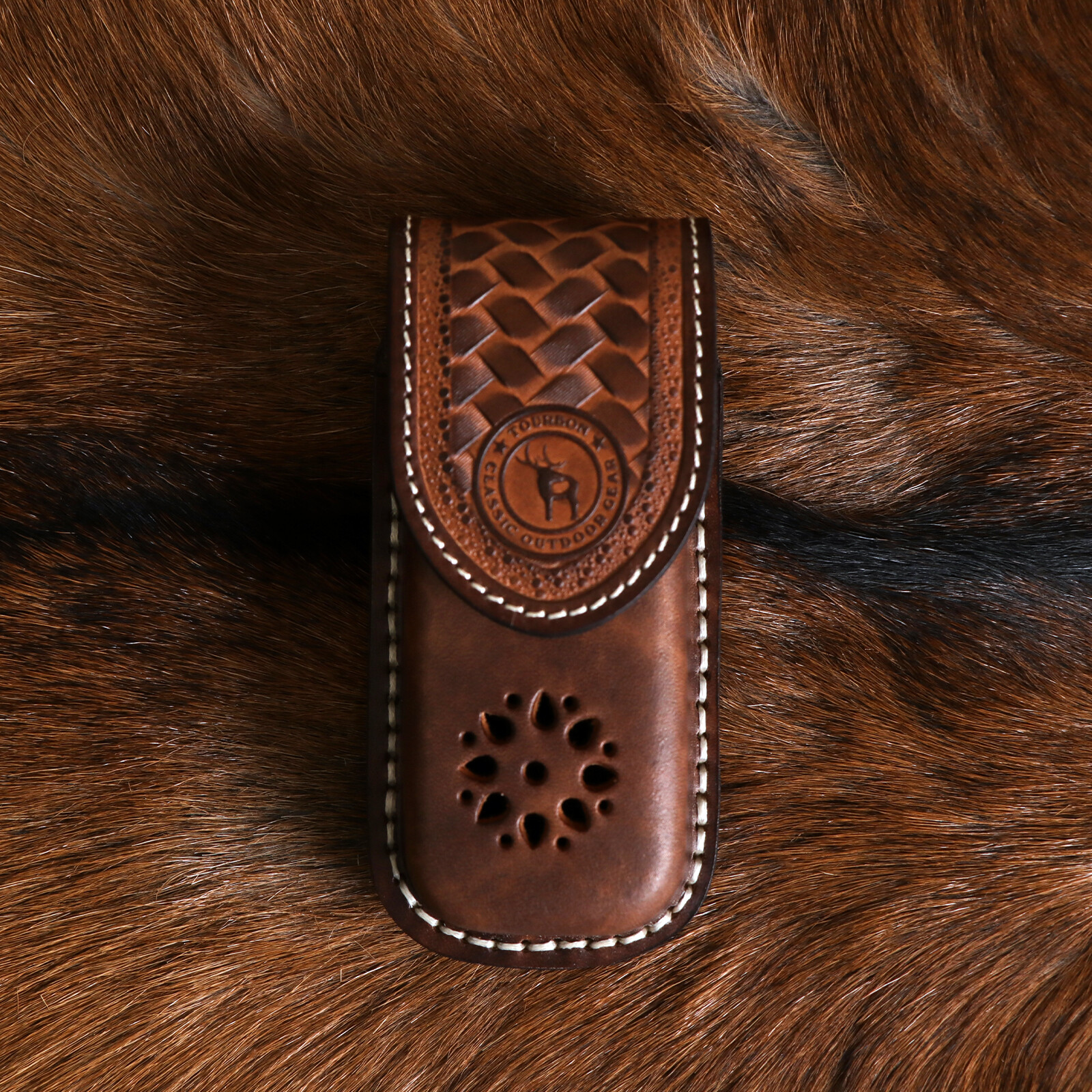TOURBON Leather Pocket Knife Sheath Folding Knives Case Belt Pouch-Clearance