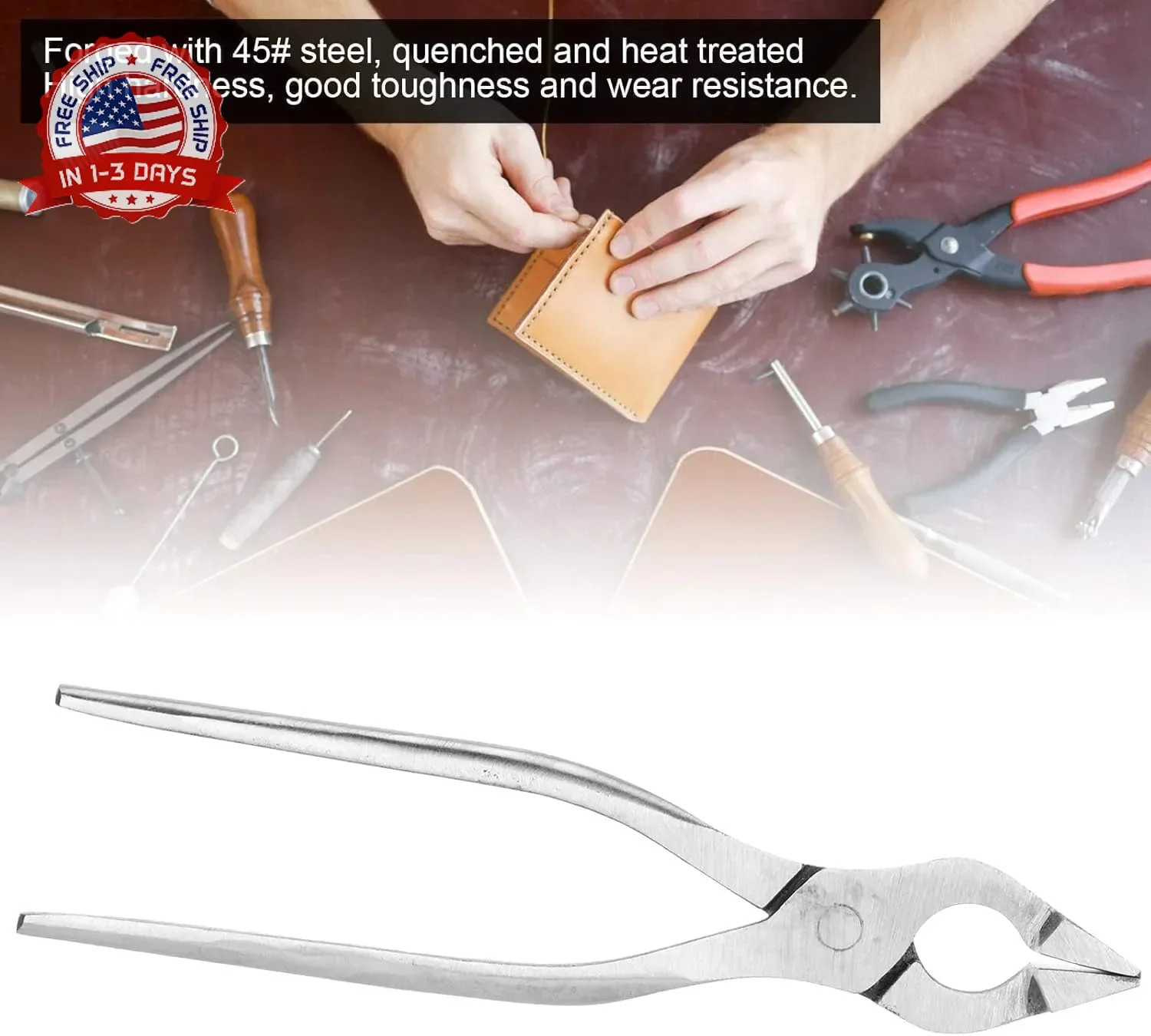 Flat Nose Duck Bill Pliers, Leather Flattening Clamp Tool for Backpack Bag DIY C