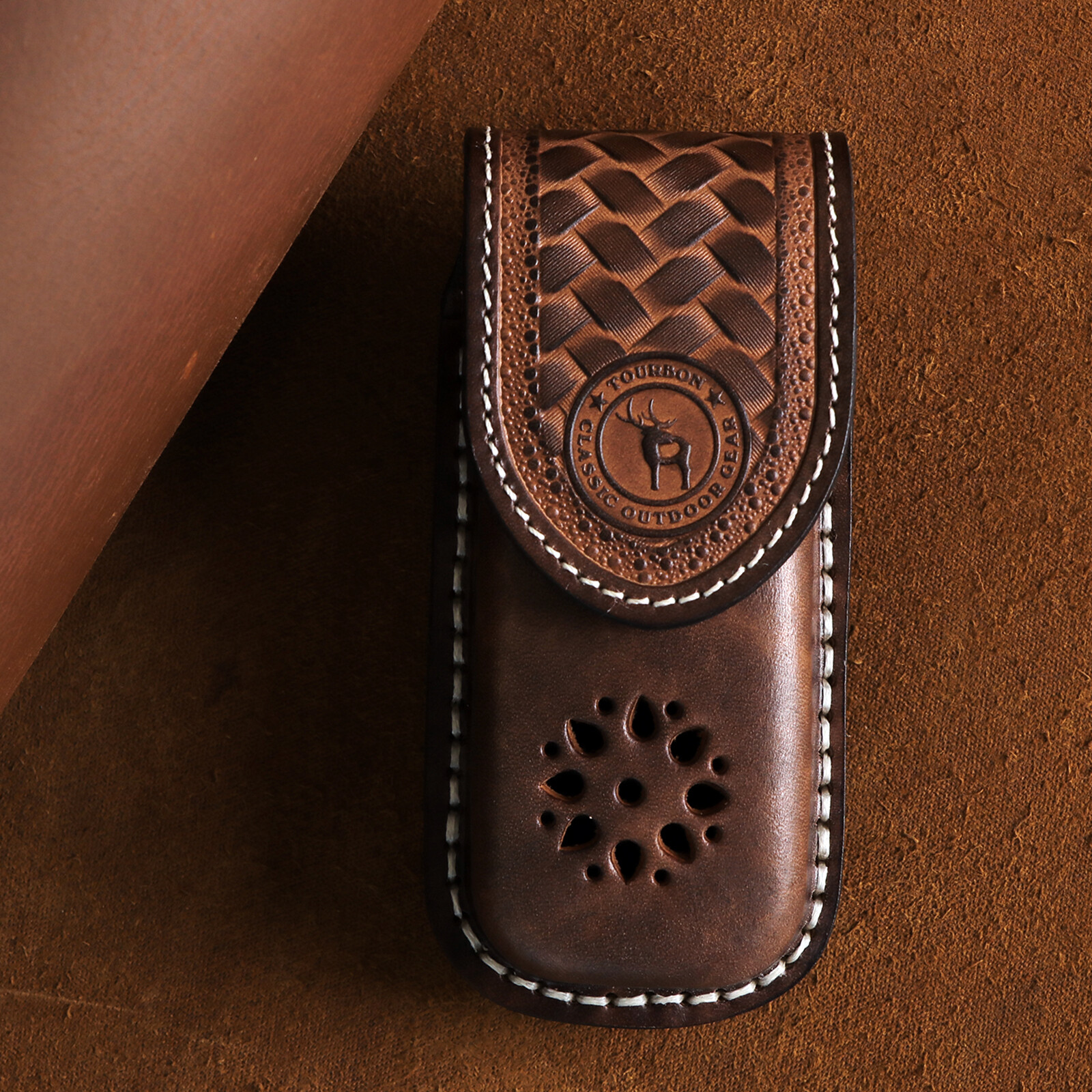 TOURBON Leather Pocket Knife Sheath Folding Knives Case Belt Pouch-Clearance